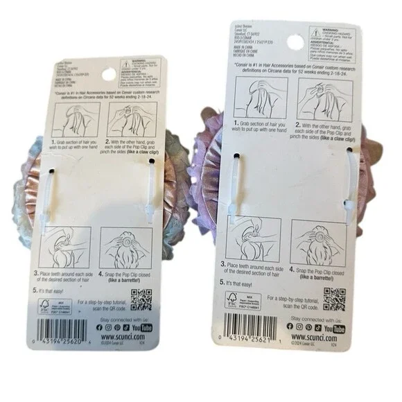 Bundle 2 NEW Hair Scunci Pop Clip Hello Spring Collection Claw Clip Barrette - Picture 2 of 4